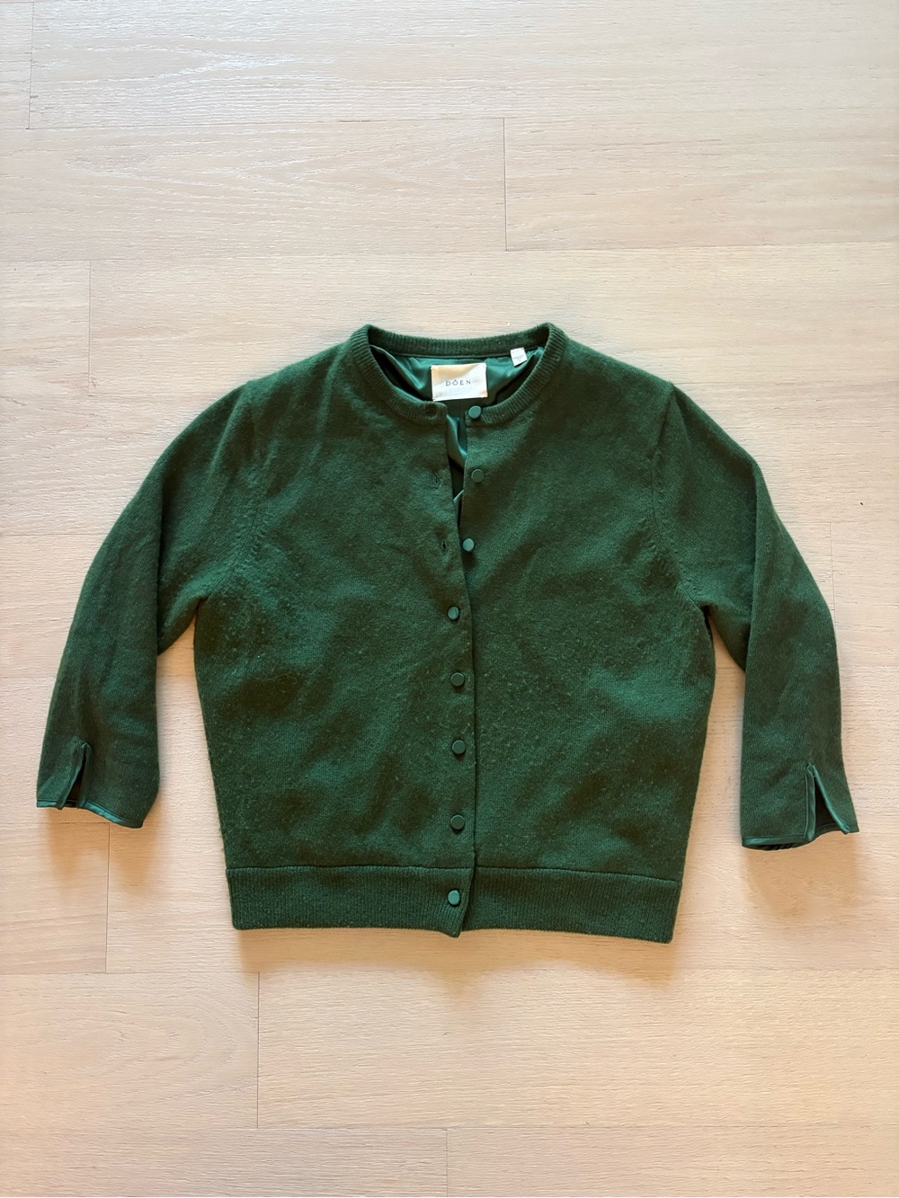 Doen Forest Green Button-Up Knit Cardigan